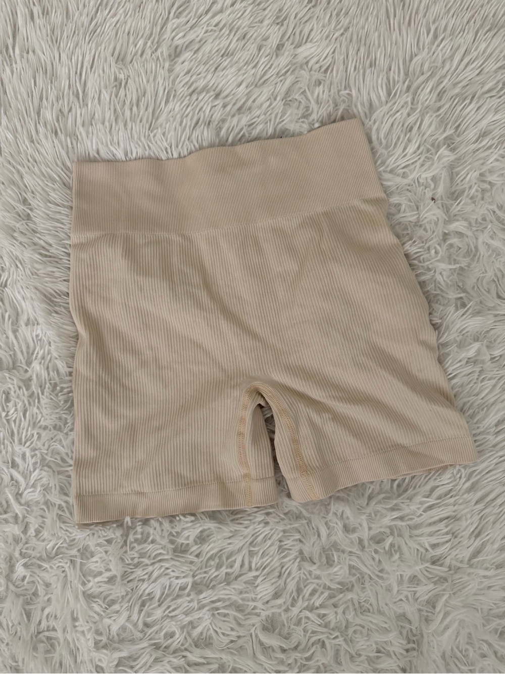 Seamless Ribbed Tummy Control Compression Shorts Size L Nude